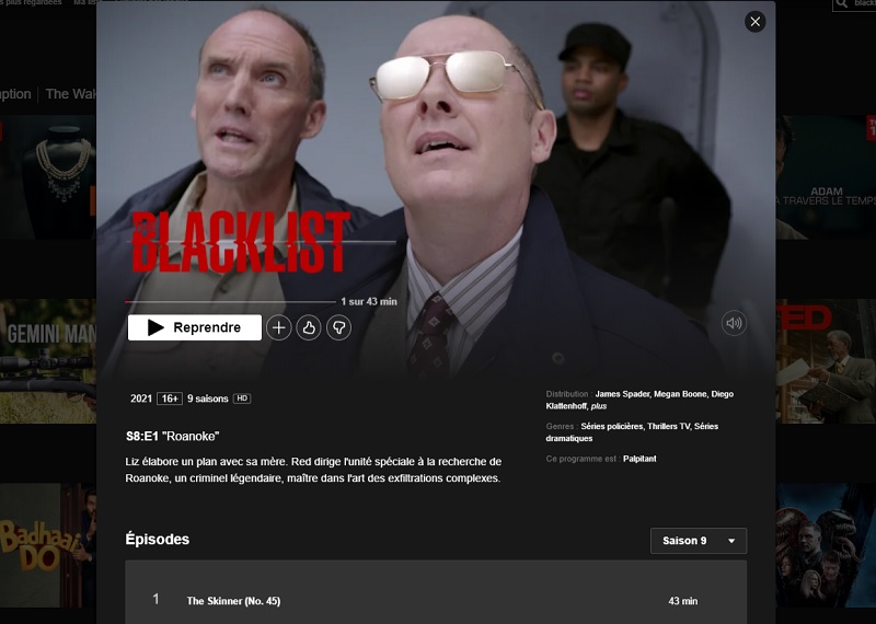 Comment regarder Blacklist saison 9 sur Netflix en France ?