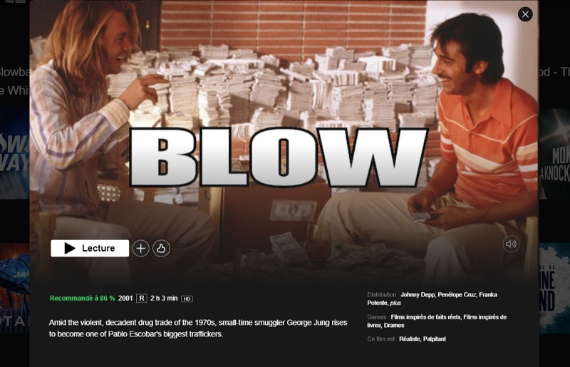 Comment regarder le film Blow sur Netflix en France ?