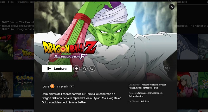 Comment voir Dragon Ball Z Resurrection F sur Netflix en France ?
