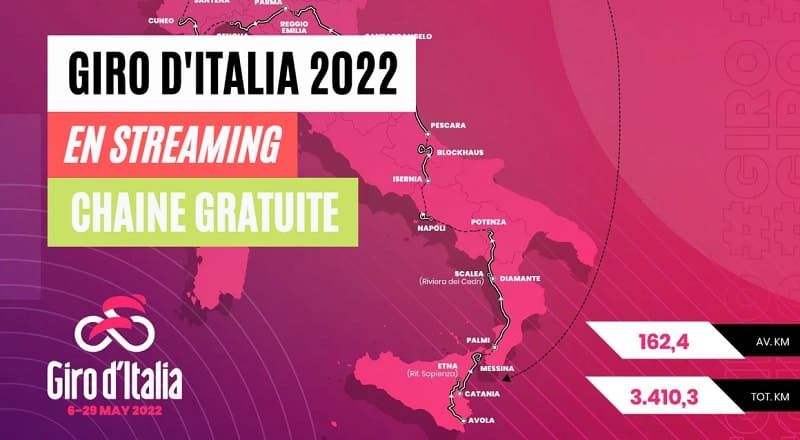 Regarder le Tour d'Italie (Giro 2022) en streaming direct gratuit