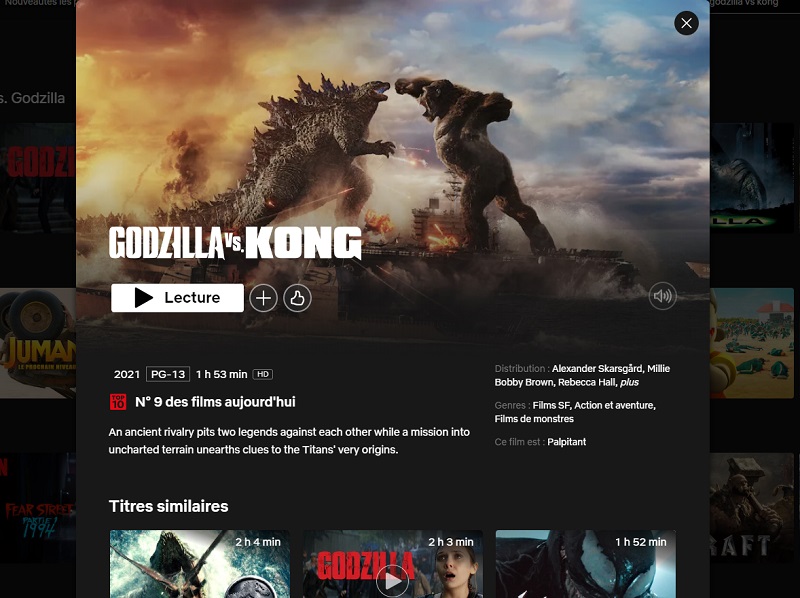 Comment regarder Godzilla vs Kong en streaming sur Netflix en France ?