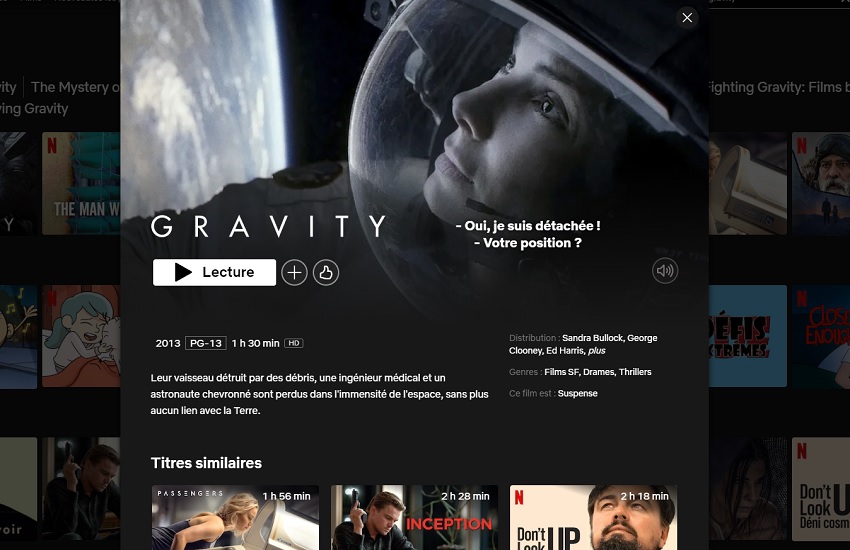 Comment regarder Gravity sur Netflix en France ? 