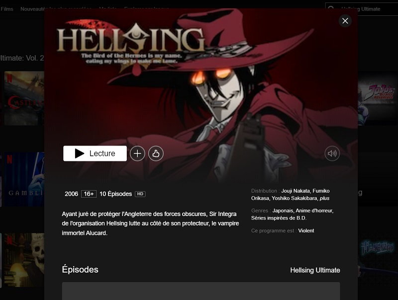 Comment regarder Hellsing Ultimate sur Netflix en France ?