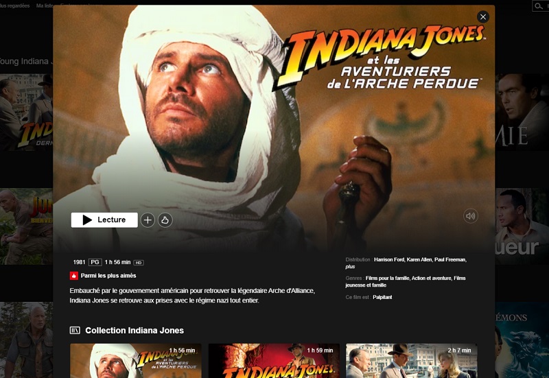 Comment regarder Indiana Jones : Les aventuriers de l'arche perdue sur Netflix en France ?