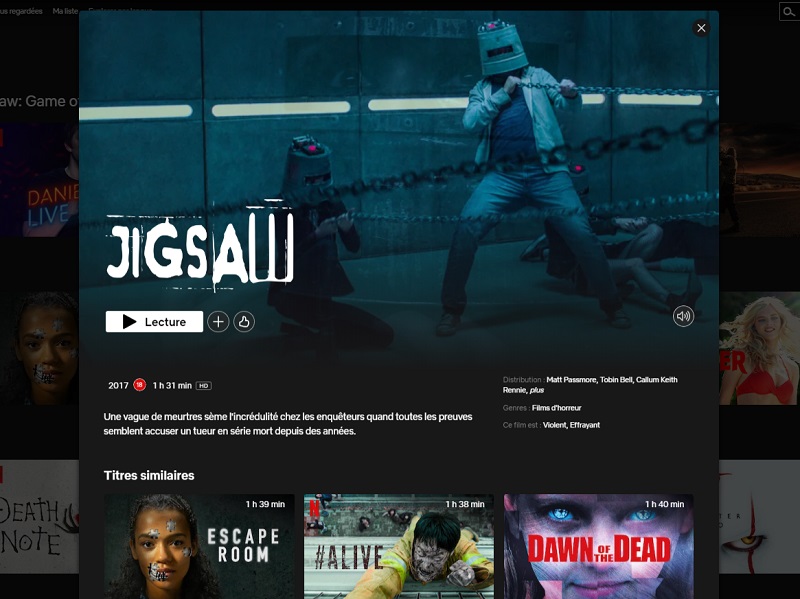 Comment regarder le film Jigsaw (2017) sur Netflix en France ?