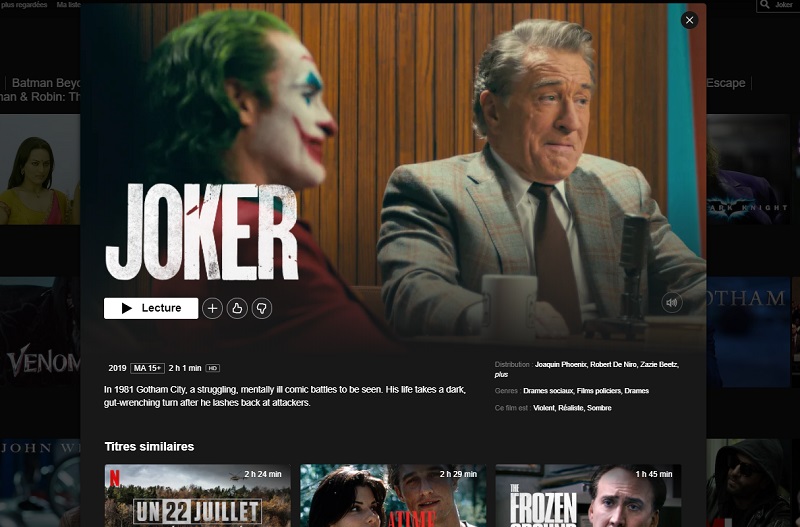 Comment regarder Joker en streaming sur Netflix en France ?