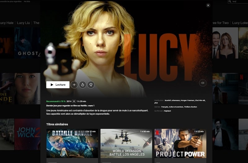 Comment voir Lucy (VF) sur Netflix en France ?