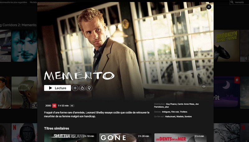 Comment regarder Memento sur Netflix en France ?