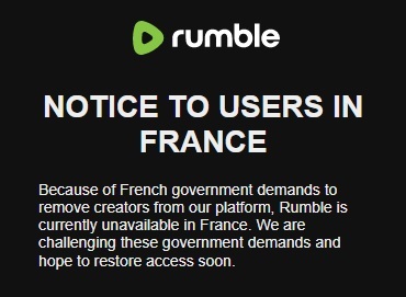 Rumble bloqué en France
