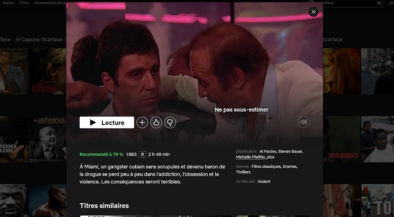 Comment voir Scarface en streaming sur Netflix en France ?