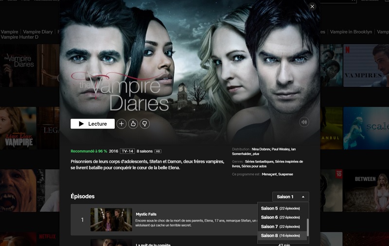 Comment voir Vampire Diaries en streaming sur Netflix en France ?