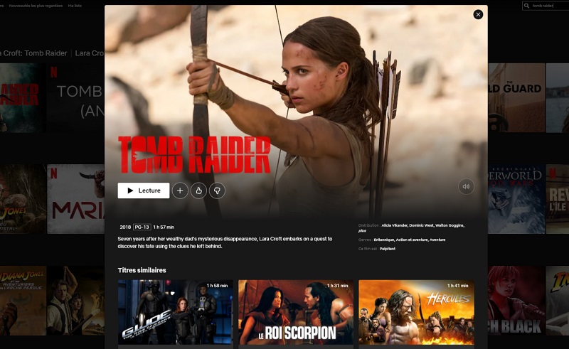 Comment voir Tomb Raider sur Netflix en streaming en France ?