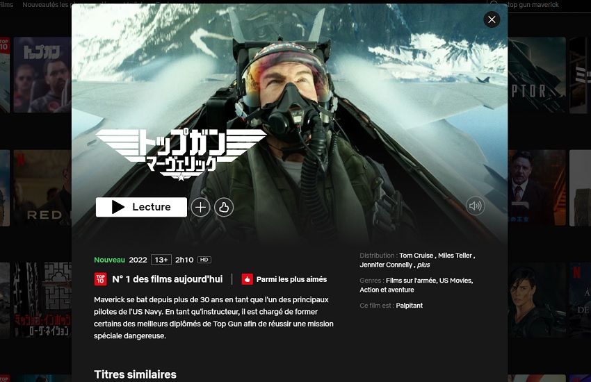 Comment regarder Top Gun: Maverick sur Netflix en France ?
