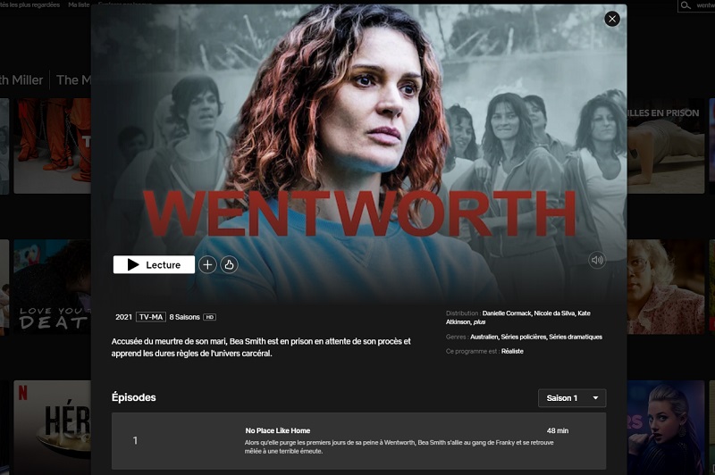 Comment regarder la série Wentworth sur Netflix en France ? (Saison 1 à 8)