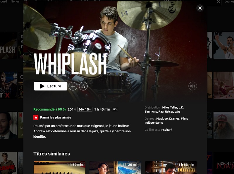 Comment regarder Whiplash en streaming sur Netflix en France ?