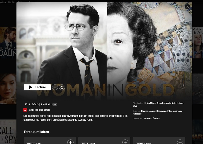 Comment regarder La Femme au Tableau (Woman in Gold) sur Netflix en France ?